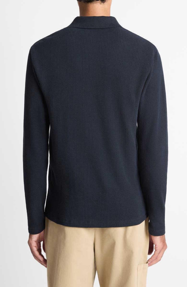 Vince Variegated Texture Long Sleeve Polo, Alternate, color, Coastal
