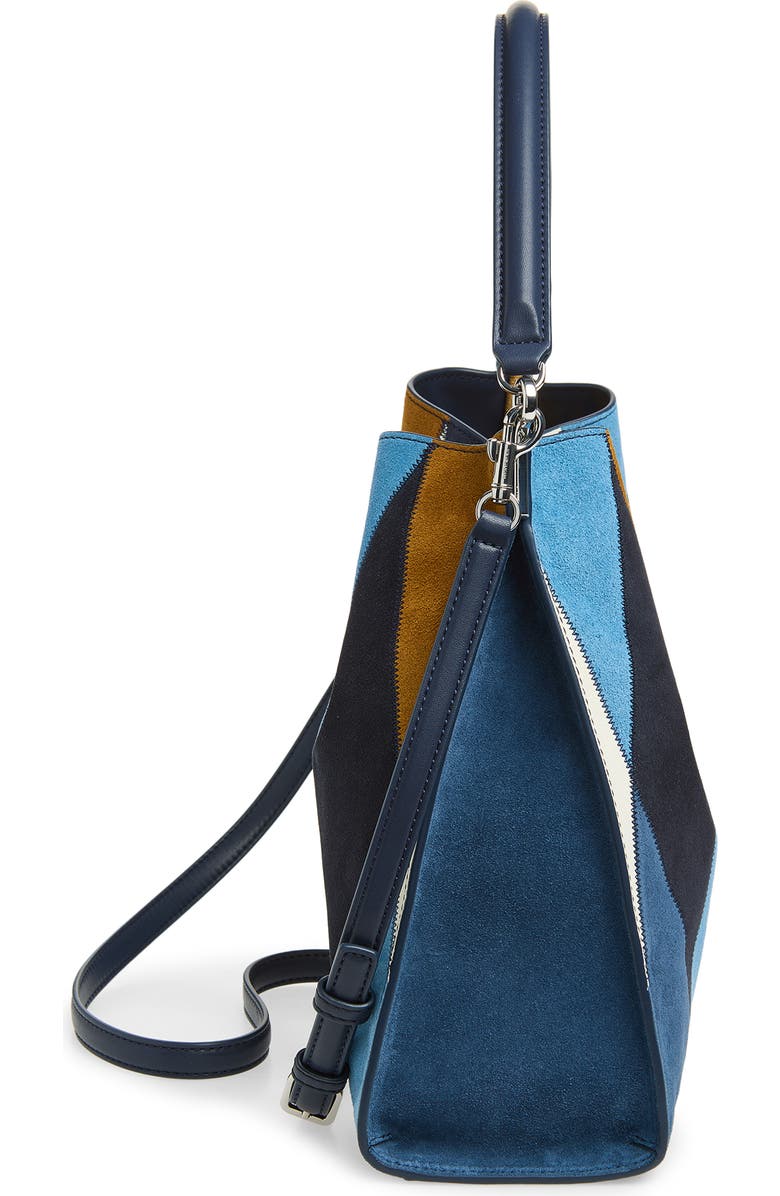 Veronica Beard Vida Patchwork Suede Shoulder Bag, Alternate, color, Blue Multi