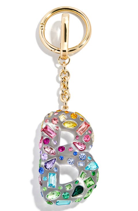 Crystal Initial Key Ring Bag Charm