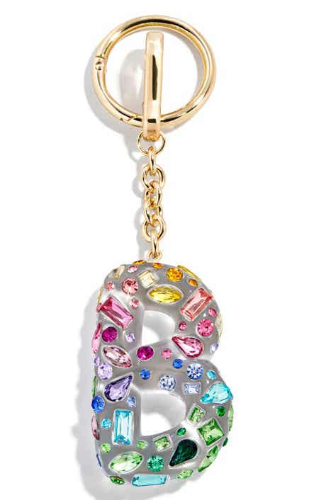 BaubleBar Crystal Initial Key Ring Bag Charm