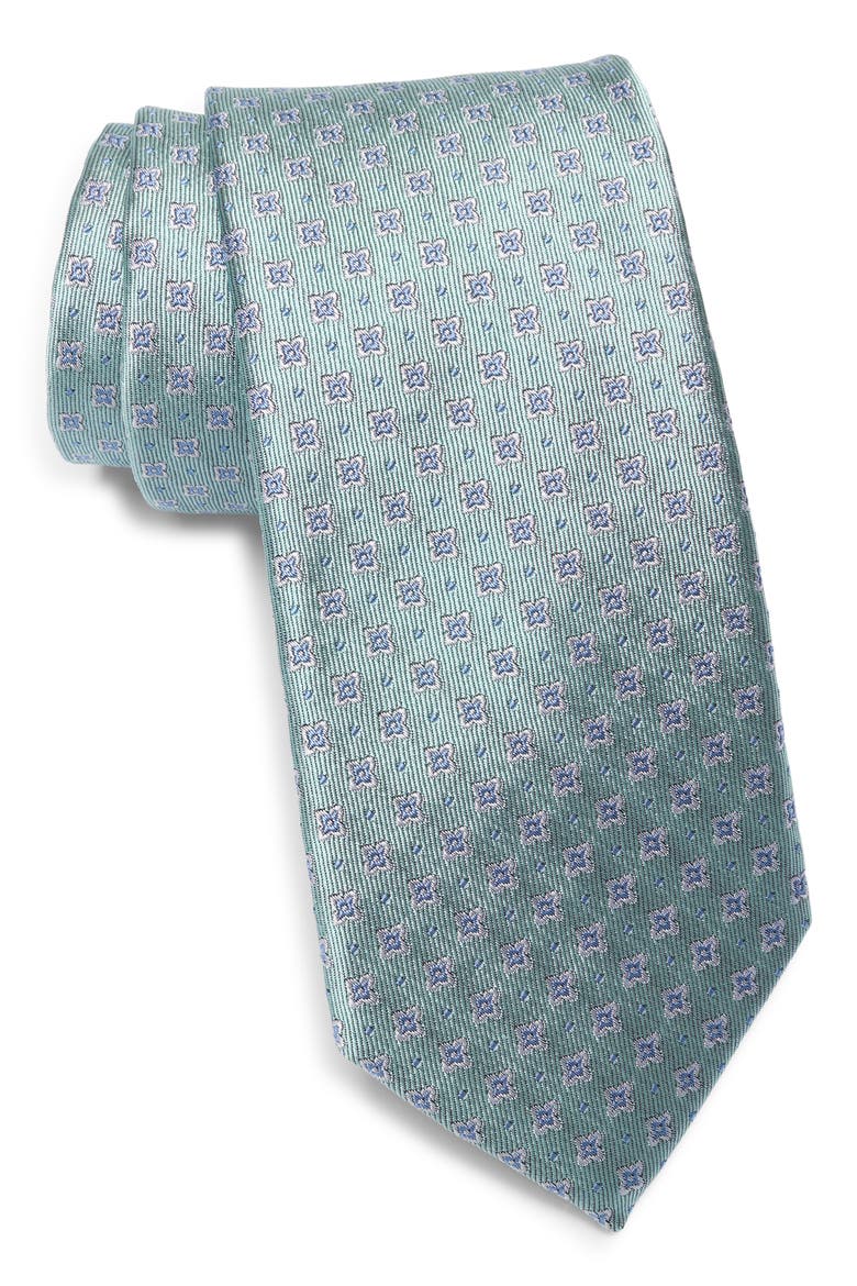 Landon Neat Silk Jacquard Tie, Main, color, MINT