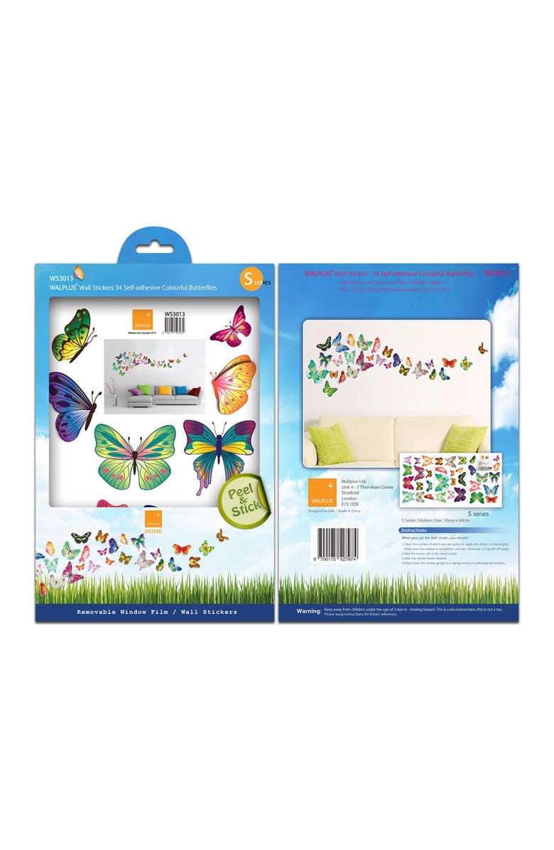 WALPLUS Colourful Butterflies Decal with 3D Effect, Alternate, color,