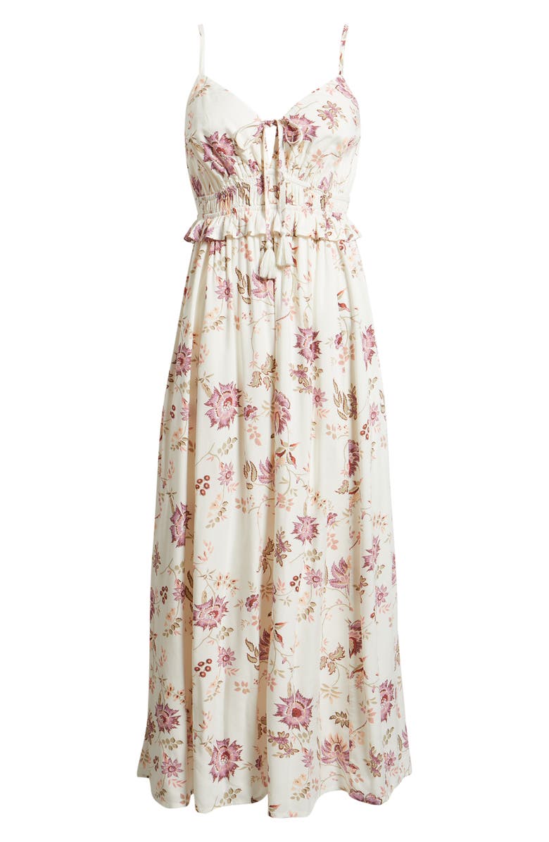 Treasure & Bond Floral Peplum Maxi Dress, Alternate, color, Ivory- Pink Cottage Floral