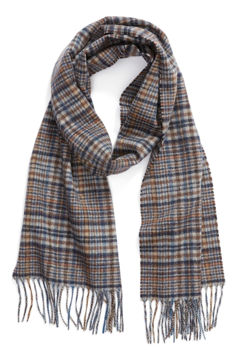 Tattersall Cashmere Scarf, Main, color, BLACK/ BROWN