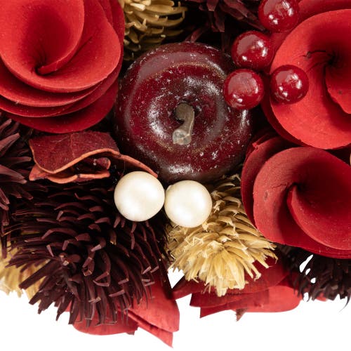 Northlight Wooden Roses, Apples And Pearls Artificial Christmas Wreath In Red