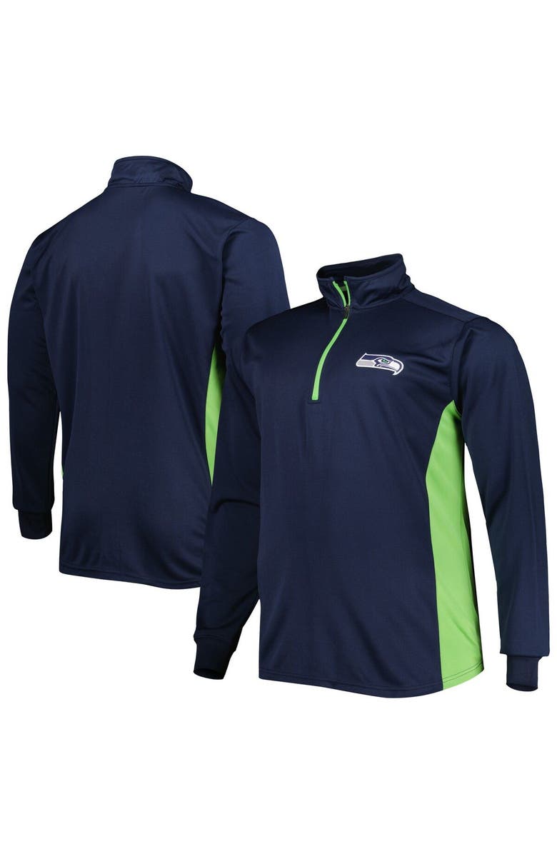 PROFILE Men's College Navy Seattle Seahawks Big & Tall Quarter-Zip Top, Main, color, 