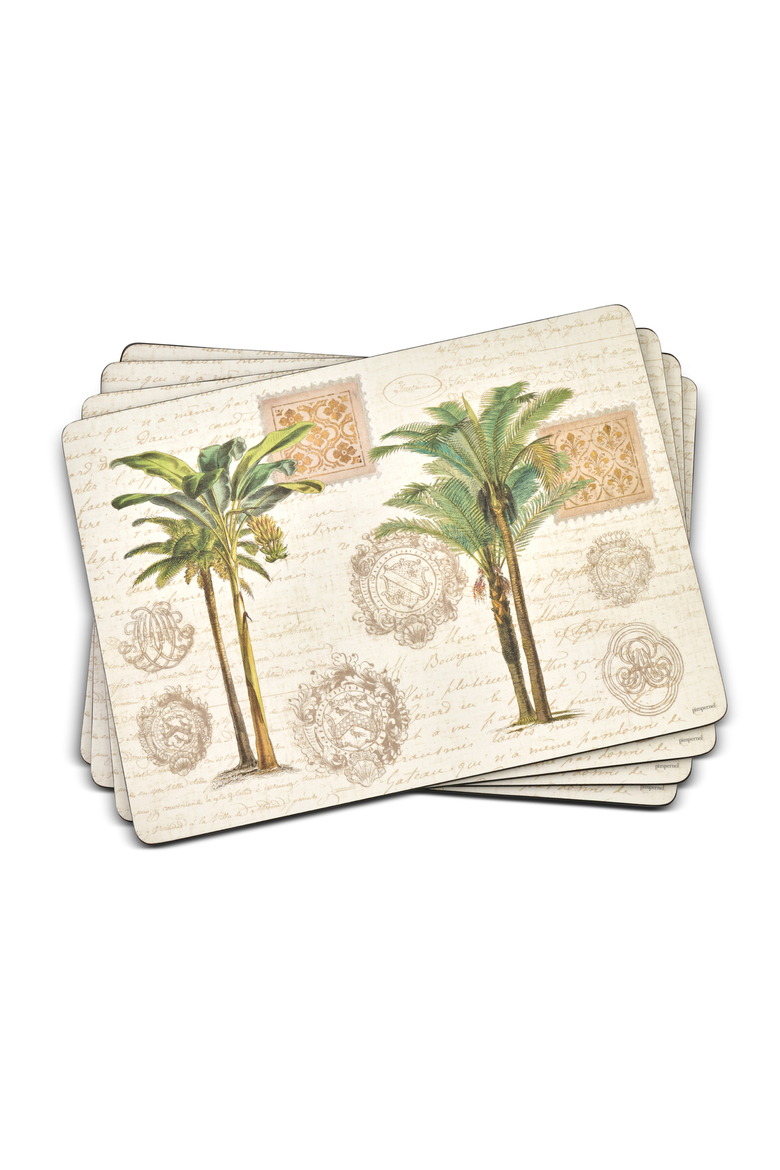 Vintage Palm Study Set of 4 Cork Back Placemats, Main, color, Multi