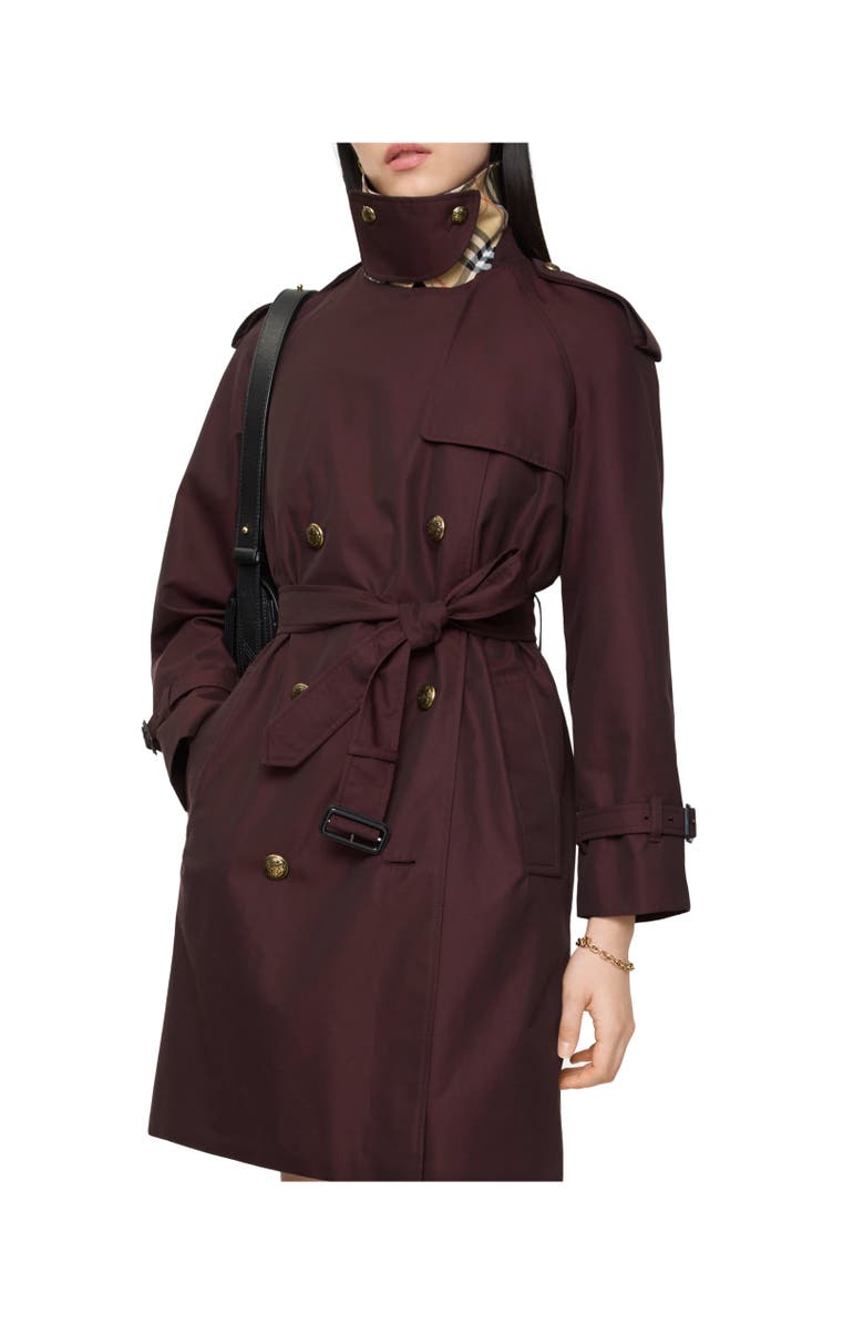 Burberry Mid-length Gabardine Castleford Trench Coat, Alternate, color, Mahogany Red