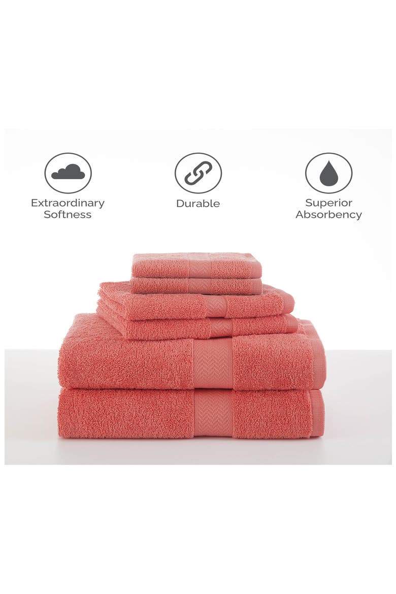 Ringspun 6-Piece Bath Towel Set, Alternate, color, CORAL