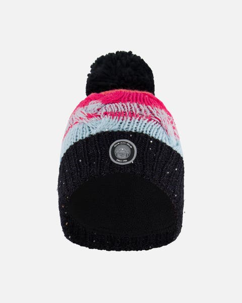 Girl's Knit Hat Gradient Blue, Coral And Fuschia