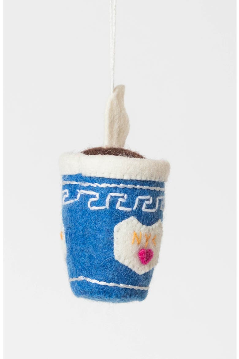 Rise & Shine Coffee Ornament, Alternate, color, BLUE