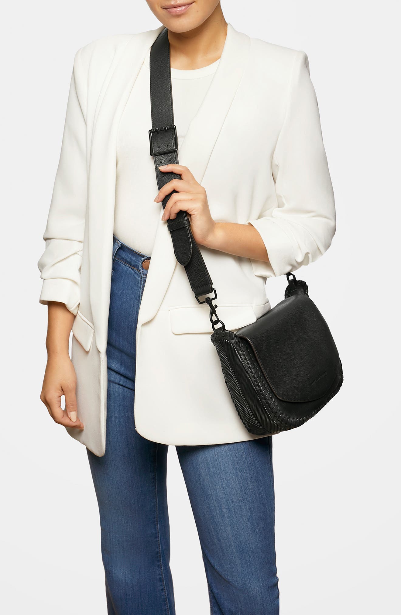 All for Love Leather Crossbody Bag, Alternate, color, BLACK WITH SHINY BLACK