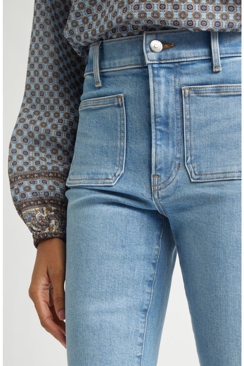 Beverly High Waist Skinny Flare Leg Jeans, Alternate, color, SILVERWOOD BLUE