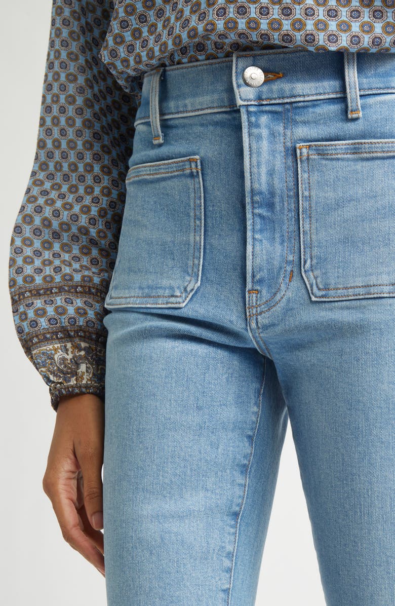 Veronica Beard Beverly High Waist Skinny Flare Leg Jeans, Alternate, color, Silverwood Blue