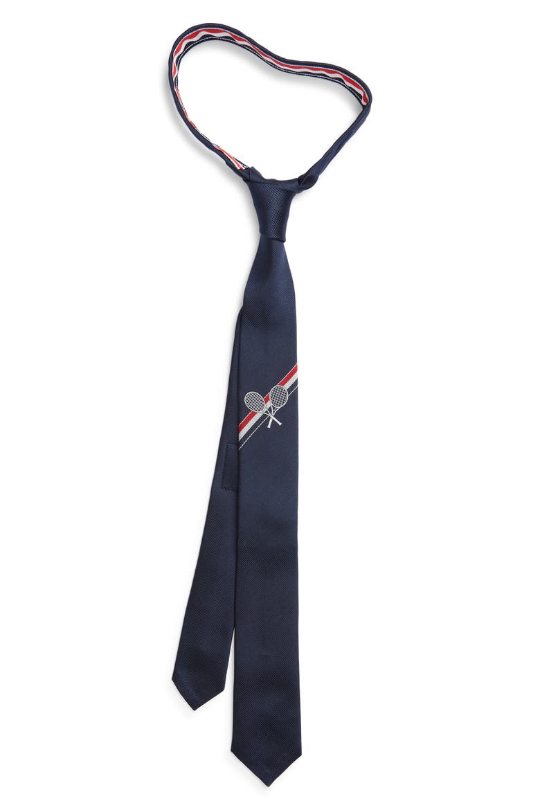 Classic Engineered Stripe Silk Tie, Main, color, NAVY