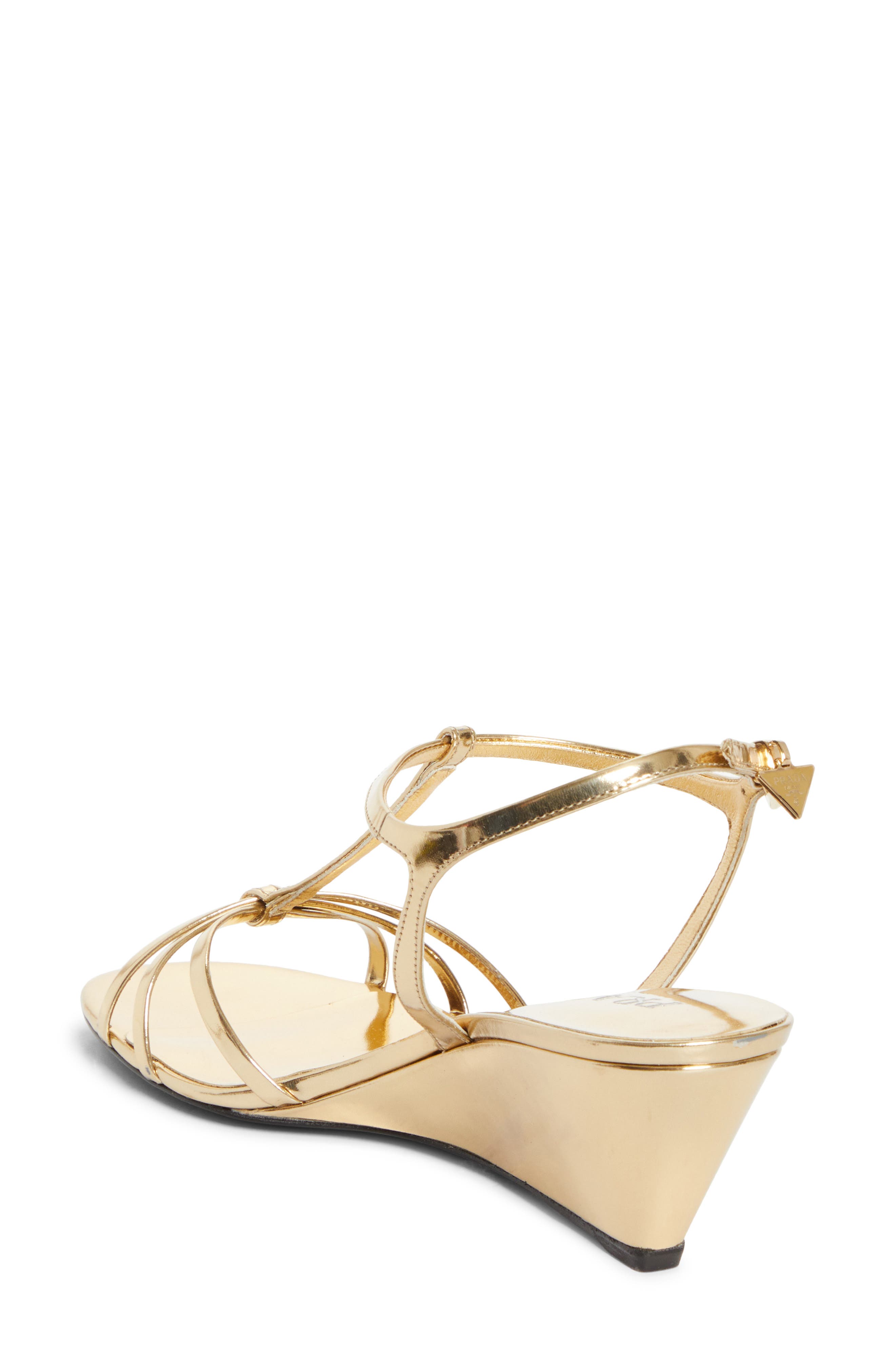 Prada Cage Wedge Sandal, Alternate, color, Platino