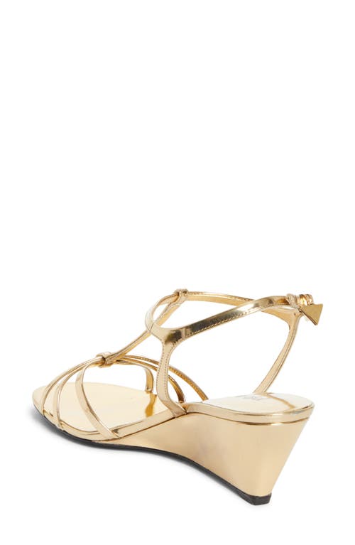 Prada Cage Wedge Sandal In Gold