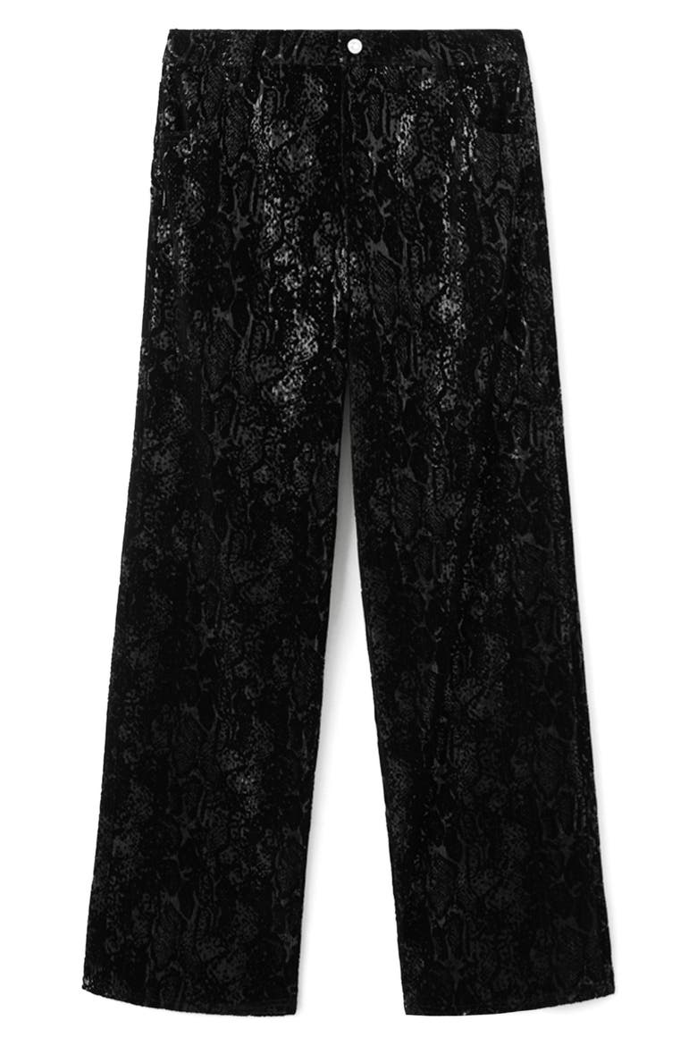 Sequin Straight Leg Jeans, Alternate, color, BLACK