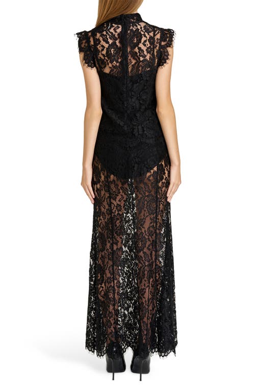 Wayf Cosette Semisheer Lace Maxi Skirt In Black