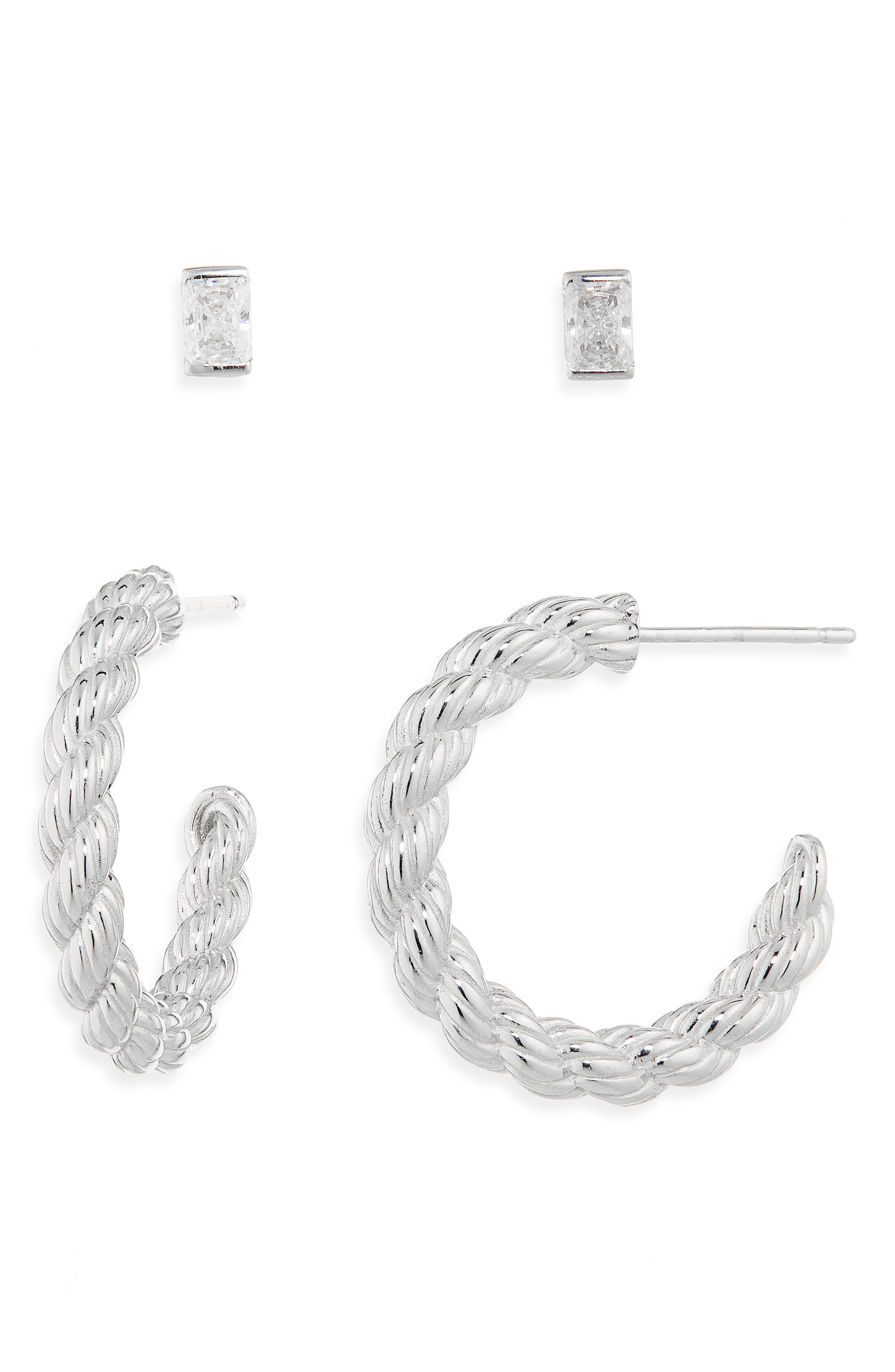 Nadri Stud & Hoop Earrings Set