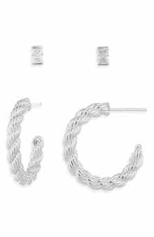 Nadri Stud & Hoop Earrings Set