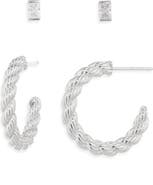 Nadri Stud & Hoop Earrings Set