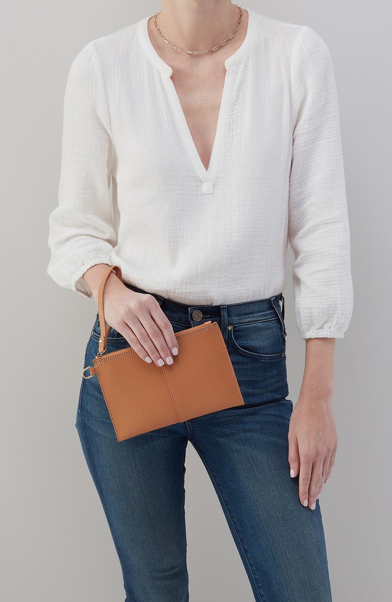 HOBO Small Vida Leather Wristlet, Alternate, color, Biscuit / Coconut Shell