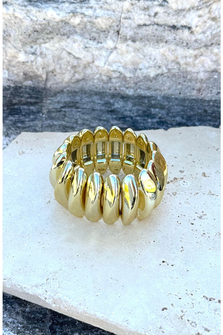 Puffy Link Stretch Bracelet, Alternate, color, GOLD