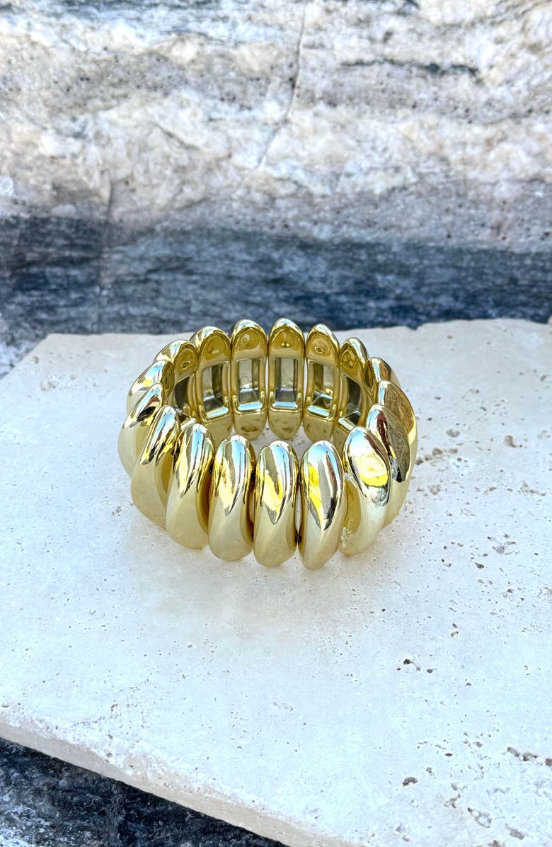 Adornia Puffy Link Stretch Bracelet, Alternate, color, Gold