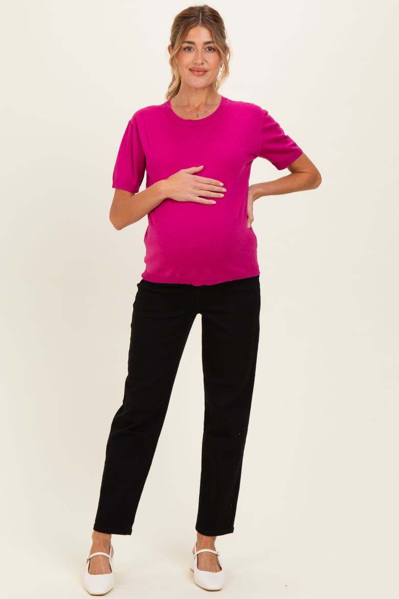 Maternity Mom Jeans, Alternate, color, Black