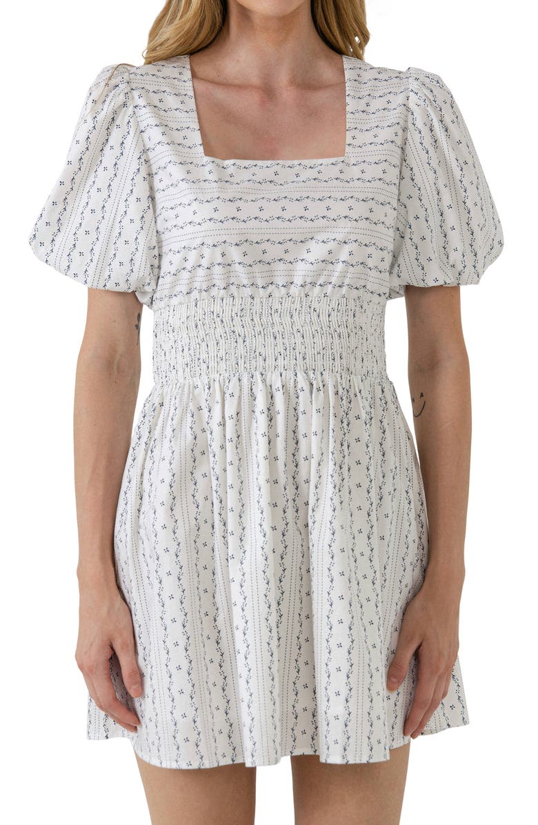 English Factory Floral Puff Sleeve Minidress, Alternate, color,