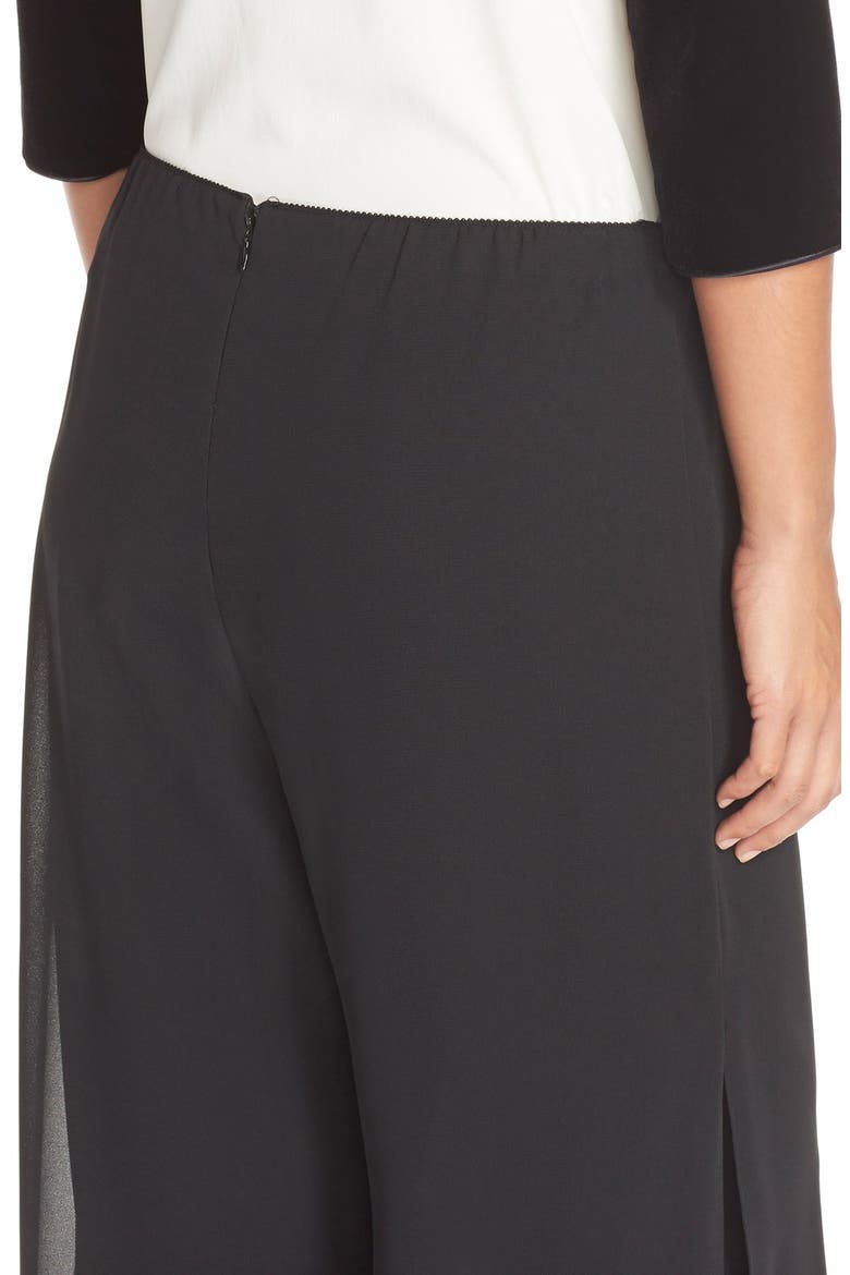 Georgette Overlay Pants, Alternate, color, BLACK