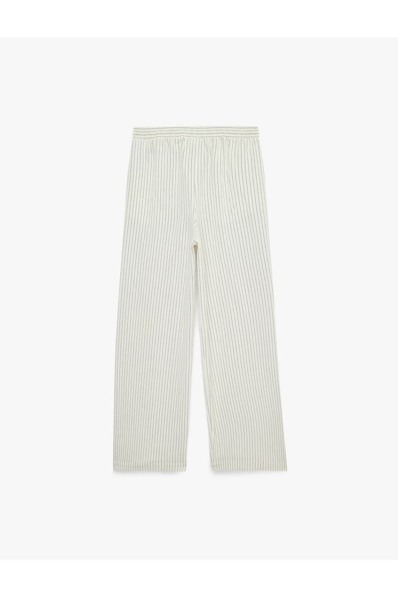 Striped Wide Leg Trousers with Drawstring, Alternate, color, WHITE STRIPE