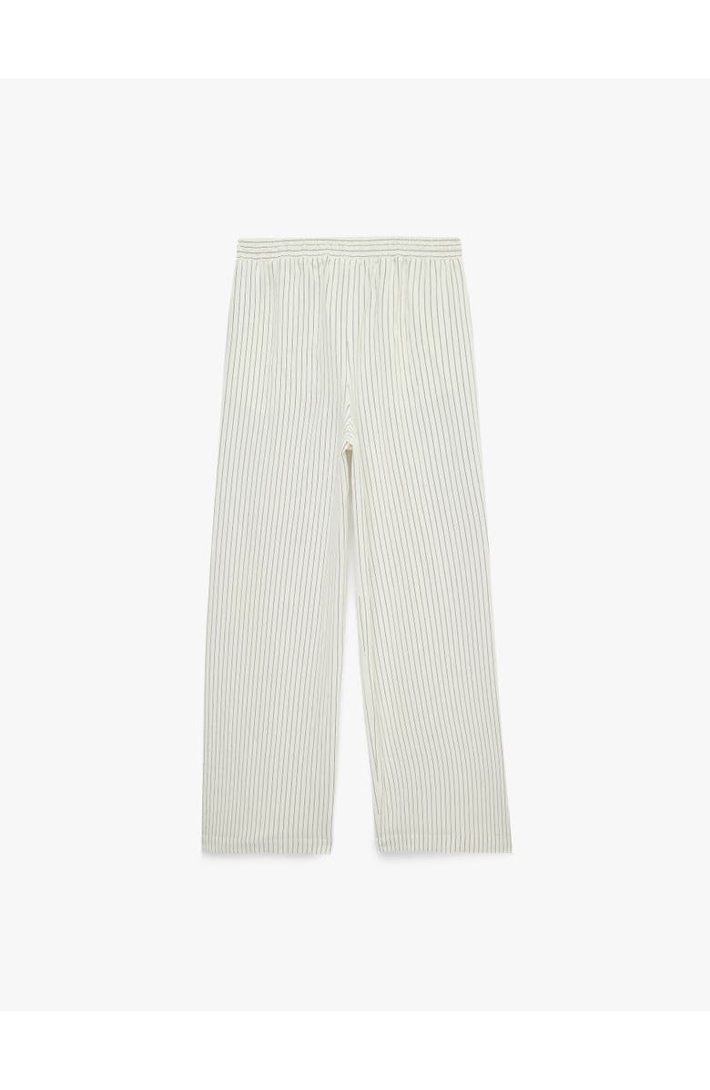 Koton Striped Wide Leg Trousers with Drawstring, Alternate, color, White Stripe