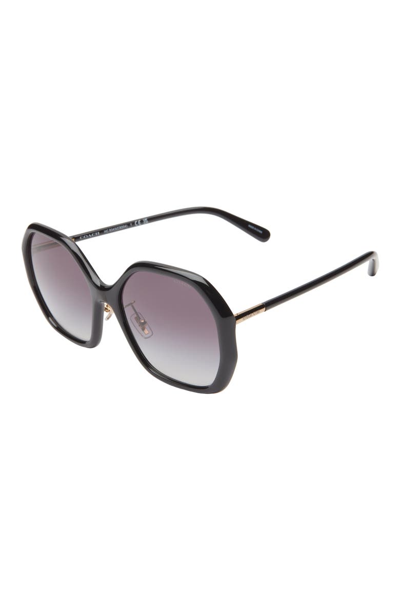 57mm Gradient Round Sunglasses, Alternate, color, BLACK