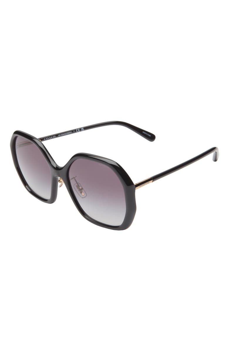 COACH 57mm Gradient Round Sunglasses, Alternate, color, Black