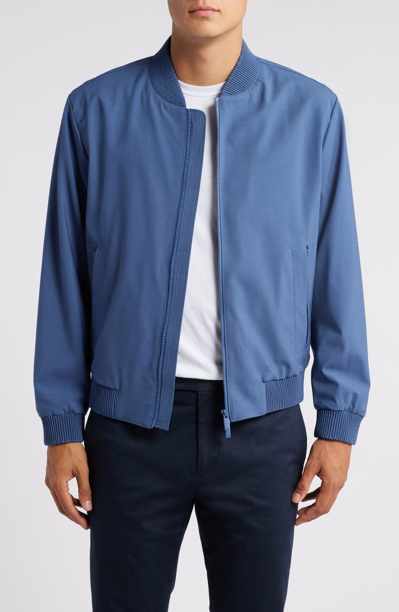 BOSS Hanry Stretch Virgin Wool Blend Jacket, Main, color, Navy