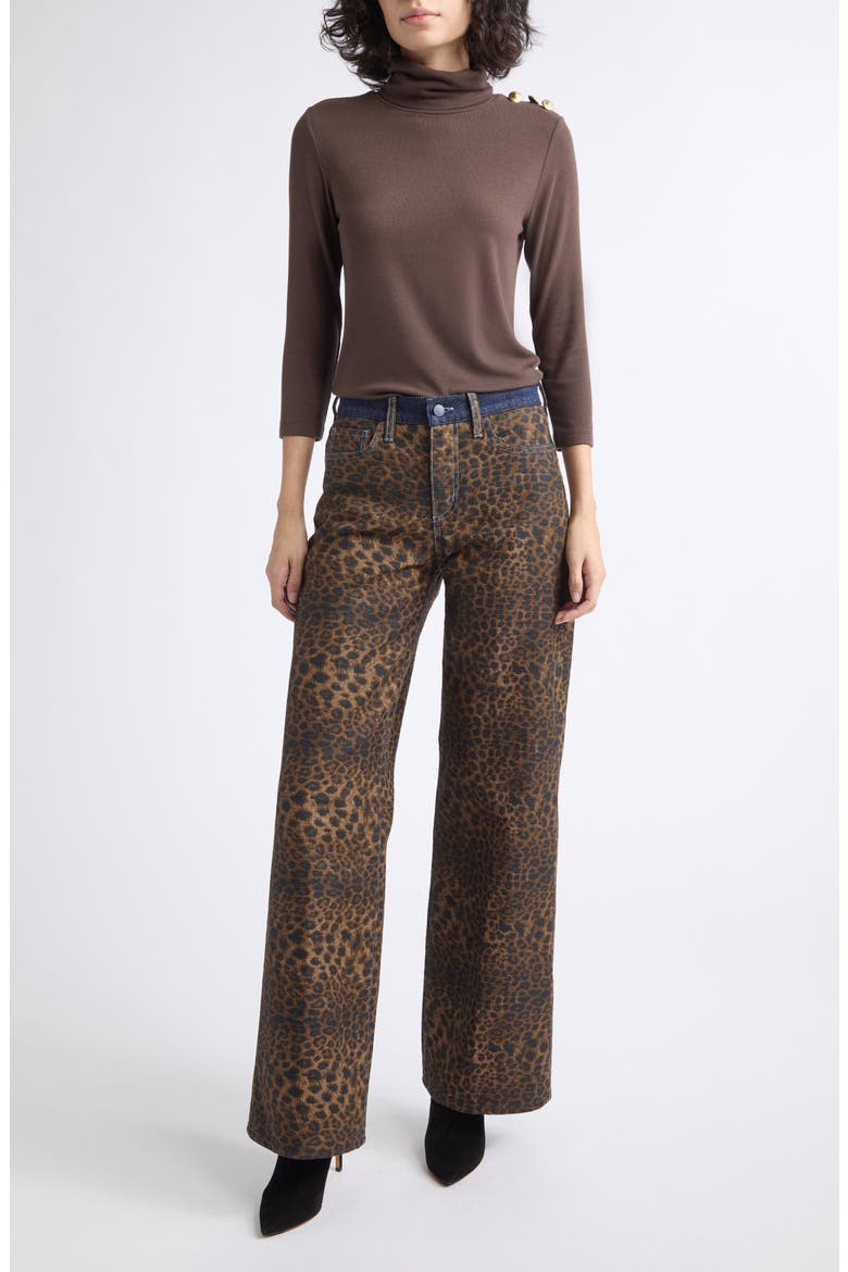 Aja Turtleneck Top, Alternate, color, DARK JAVA/ GOLD