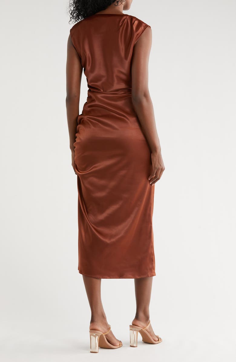 AREA STARS Irma Satin Midi Dress, Alternate, color, Brown