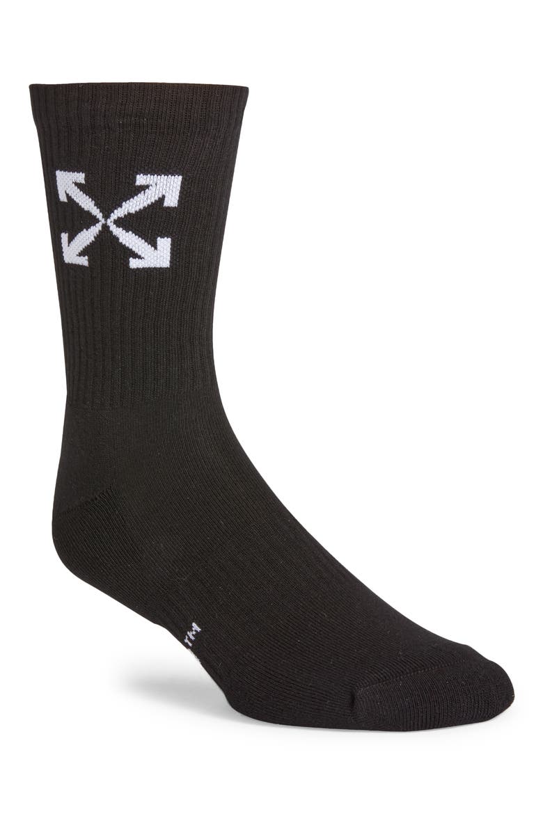 Arrows Crewneck Socks, Main, color, BLACK WHITE