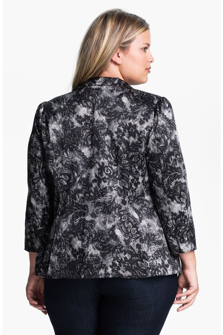 Lace Print Blazer, Alternate, color, BLACK/ WHITE