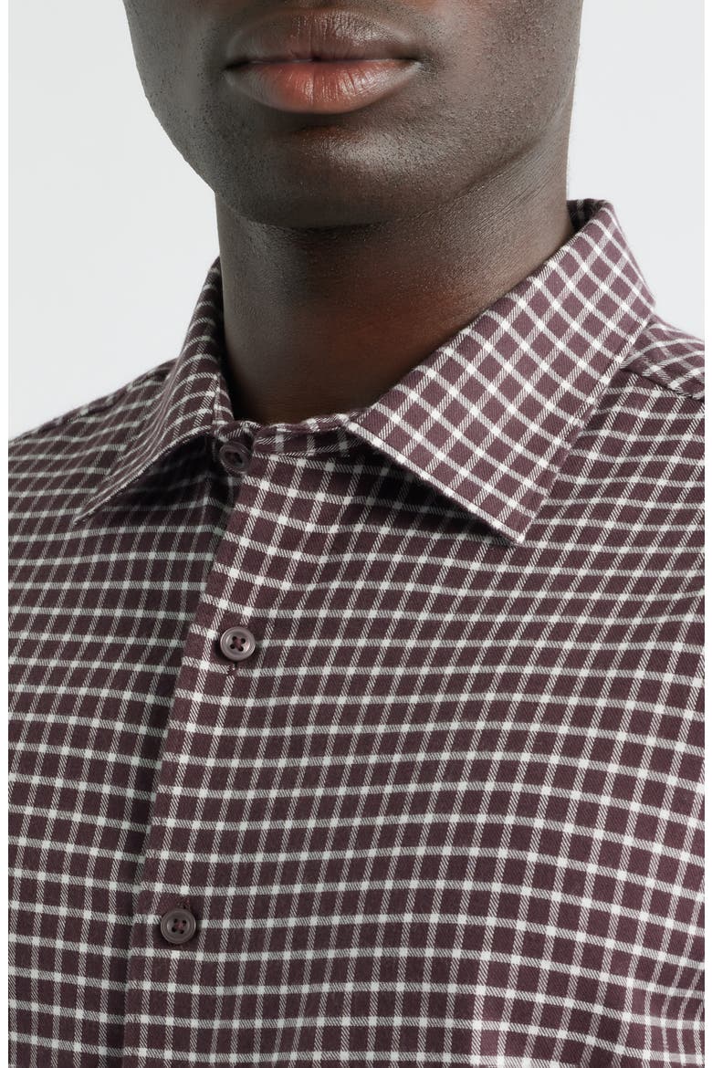 Check Cotton & Cashmere Button-Up Shirt, Alternate, color, BURGUNDY FUDGE DOUBLE GINGHAM