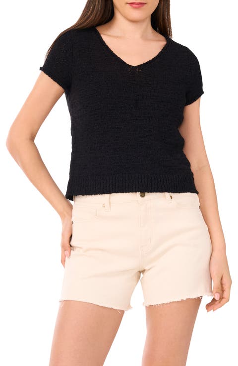 Short Sleeve Organic Cotton Blend Sweater