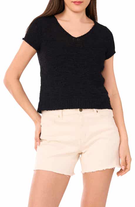 Vince Camuto Short Sleeve Organic Cotton Blend Sweater