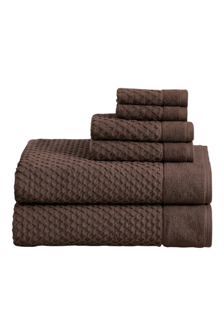 Diamond Waffle Texture 6-Piece Towel Set, Main, color, CHOCOLATE