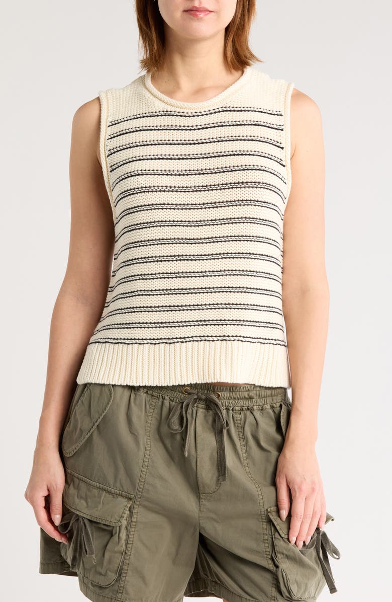 Lucky Brand Stripe Cotton Sweater Vest, Main, color, 