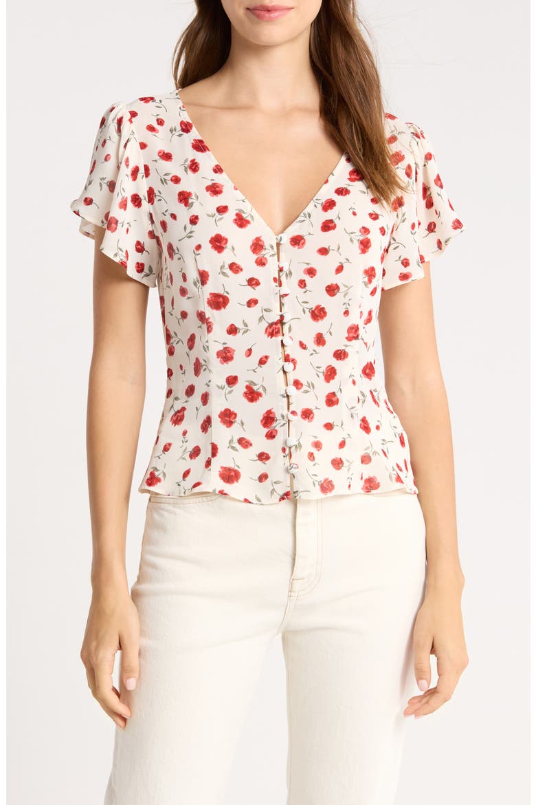 Ramona Floral Print V-Neck Top, Main, color, DOLLY