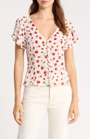 Reformation Ramona Floral Print V-Neck Top