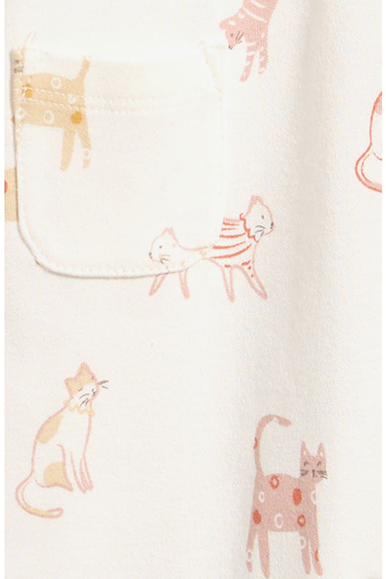 Copy Cat Print Organic Cotton Henley Romper, Alternate, color, COPY CAT