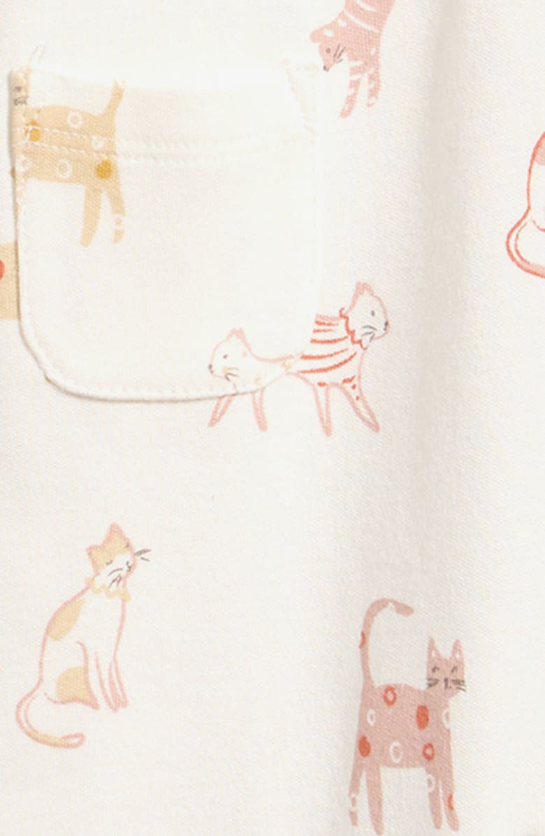 Pehr Copy Cat Print Organic Cotton Henley Romper, Alternate, color, Copy Cat